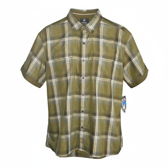 Kuhl Response Shirt Short‎ Sleeve Button Down Green Plaid Shirt Men's Sz XL NWT - Picture 2 of 11
